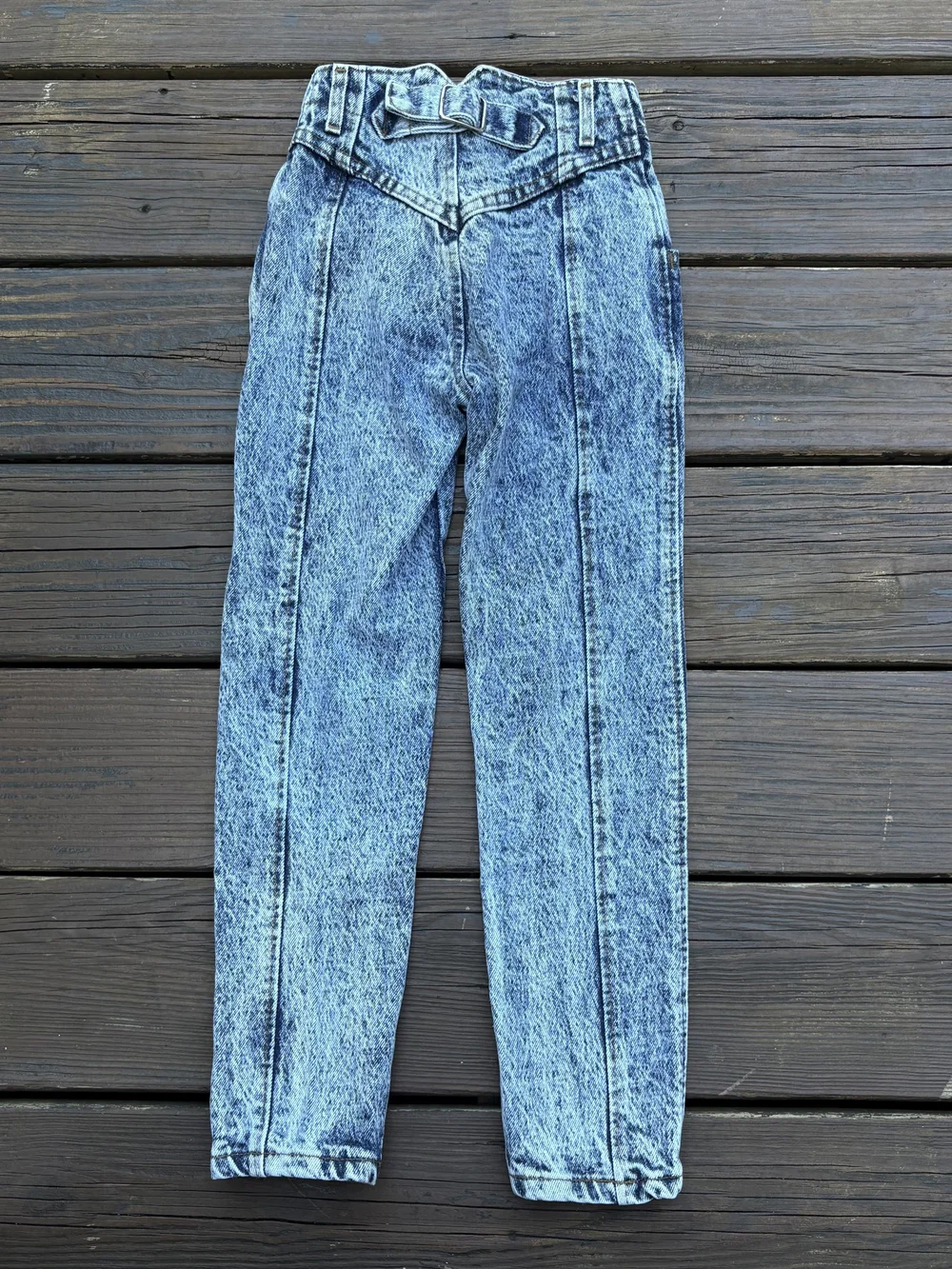 VTG LEE Kids Acid Wash Jeans Size 7 Slim 90s/2000s High Waist Tapered Denim